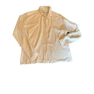 Morelle Vintage 1980s Silk Blouse Tan Beige Polka Dot Long Sleeve Size 8